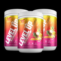 Level Up Nootropic Pre-Workout 3-Pack – black background