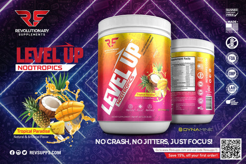 Level Up Nootropics – no crash no jitters ad